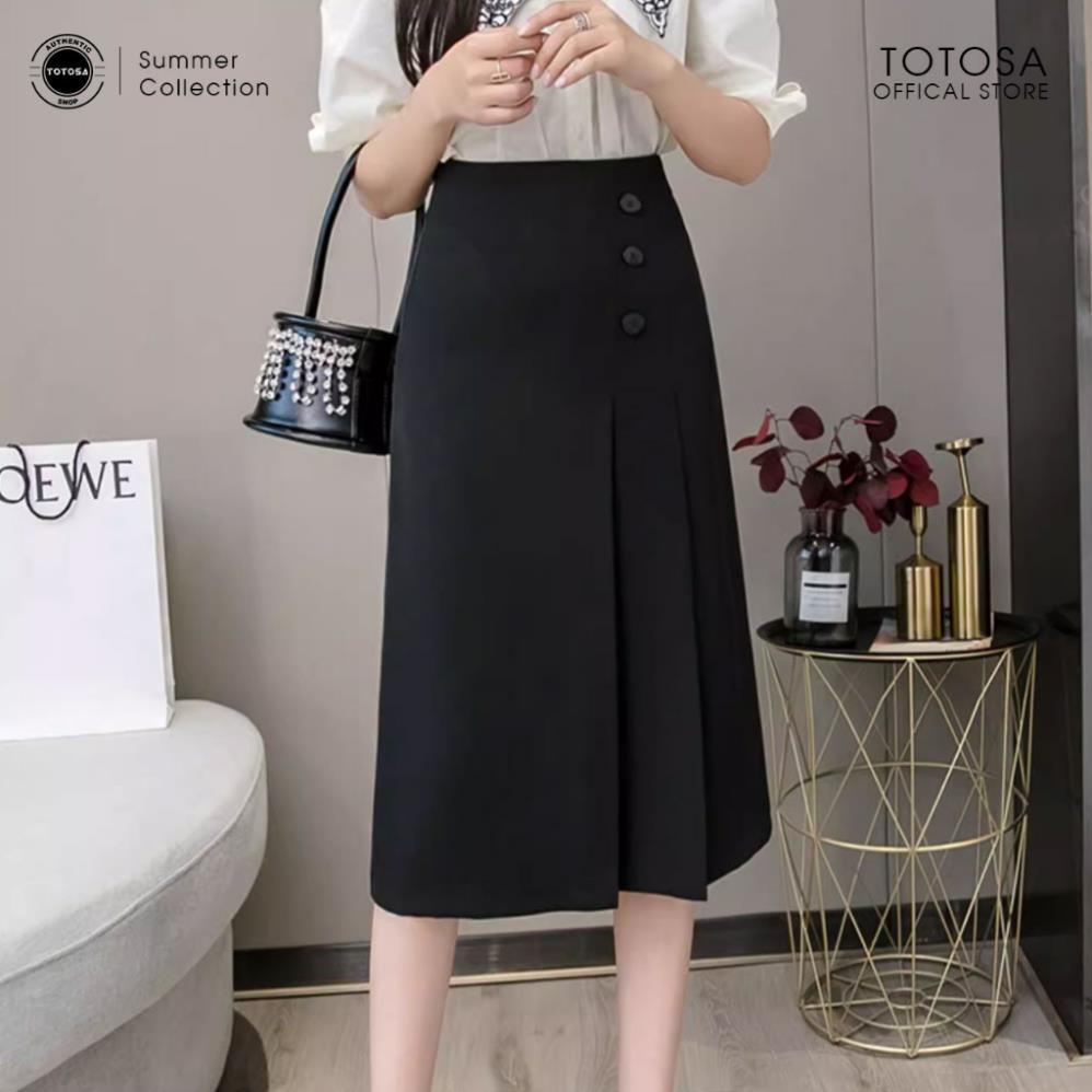 Chân váy xếp ly dài nữ AUTHENTIC TOTOSA SHOP công sở xếp ly đẹp chất tuyết mưa dài qua gối_cv245