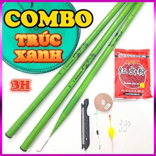 Combo Cần câu tay Trúc Xanh độ cứng 3H tặng kèm phụ kiện đầy đủ