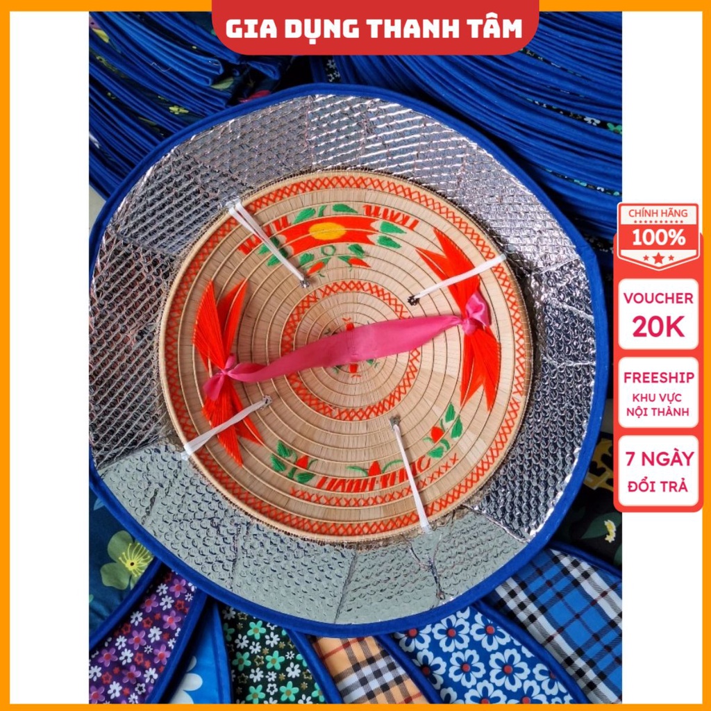 nón cách nhiệt chống nắng mưa, LÓT BẠC, BAO NGOÀI NÓN LÁ ĐƯỜNG KÍNH 65CM _thanhtamshop1