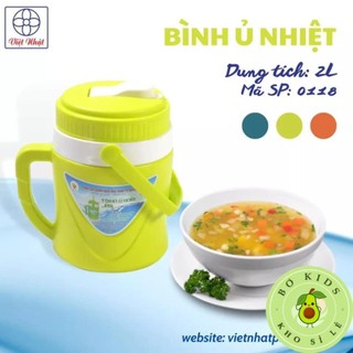 Phích ủ giữ nhiệt nhựa việt nhật cao cấp,bình đá giữ nhiệt mini 2 lít