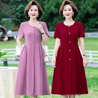 Váy Ngắn Tay Mùa Hè Mới Của Mẹ, Váy Thời Trang Của Phụ Nữ Trung Niên Và Cao Tuổi