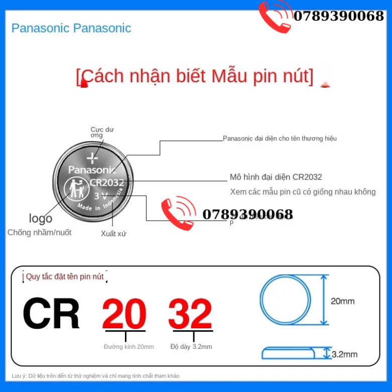 Panasonic Chính Hãng CR2032 CR2025 CR2025 2016 Pin Nút 3V Cân Xe Xiaomi Điều Khiển Từ Xa