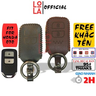 Bao da chìa khoá CRV,Honda HRV,Honda JAZZ ô tô smartkey loại 2 nút bấm handmade da bò thật chống trầy,rơi,vỡ