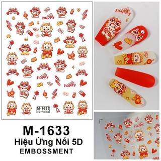Sticker đầu lân 5d dán móng/ Sticker lụa 5d dán móng hình đầu lân/ Sticker 5d rồng giáp thìn dán móng