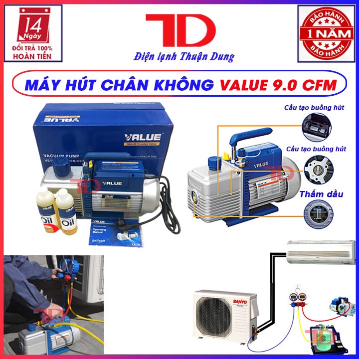Máy hút chân không value 9.0 cfm ve280 máy hút chân không công nghiệp công suất 9.0cfm Bảoh 12 tháng