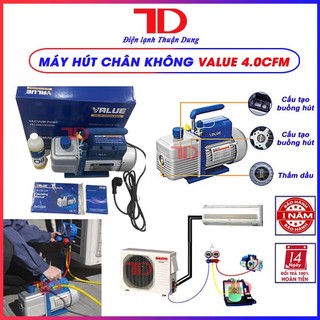 Máy hút chân không value 4.0 cfm, bảo hành 12 tháng vật tư điện lạnh thuận dung