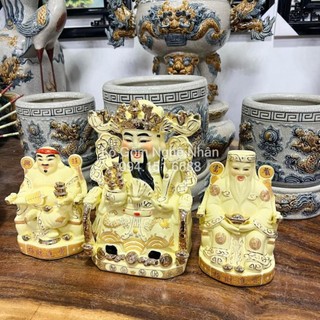 Tượng thần tài thổ địa vẽ gấm vàng thần tiền ông phát gốm sứ cao cấp - đồ thờ cúng thần tài