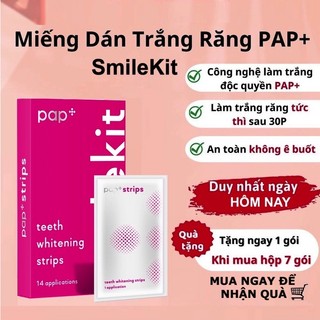 7 gói 14 miếng dán trắng răng smilekit công nghệ pap+ giúp làm trắng răng chỉ sau 1 lần sử dụng