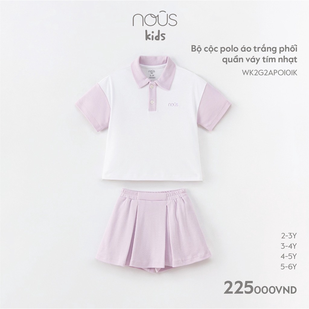 Bộ Polo áo Trắng quần váy Tím Nhạt - Nous Bình Dương - SPE0222