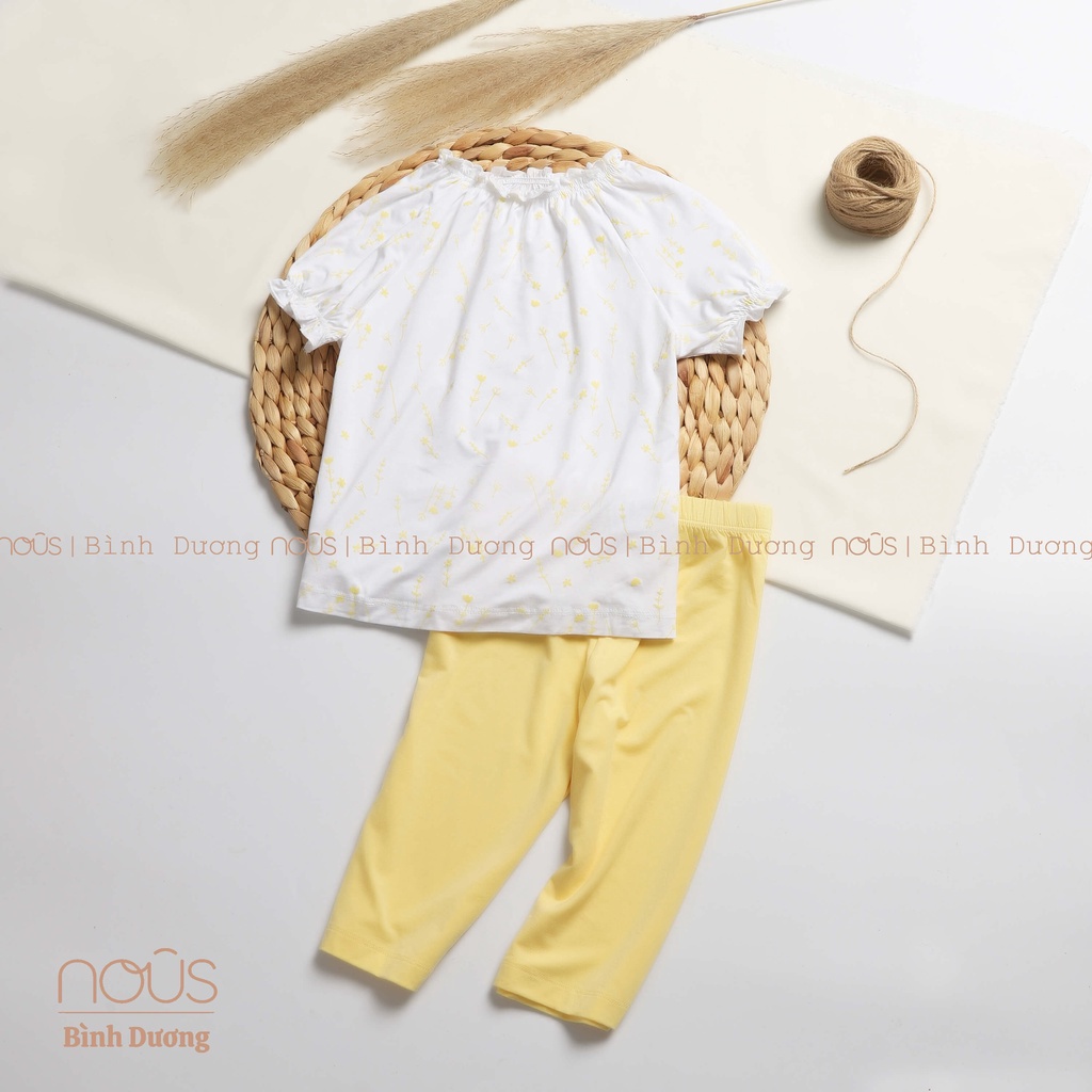 Bộ quần áo trẻ em nous kids bé gái trắng vàng nhạt - nu doux - Nous Bình Dương - SPE0238