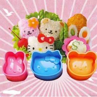 Bộ 3 Khuôn Cơm Bento Japan Ấm Gift & Decor Hình Gấu, Thỏ, Mèo Nặn tạo thế Làm tào phở Non Cho Bé Tập Ăn Dặm