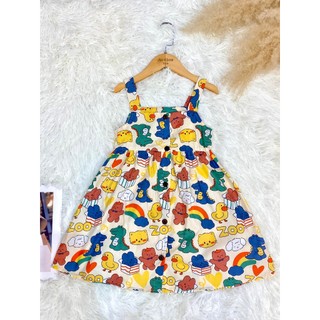 Váy hoạ tiết cho bé gái C3 size đại 11-38kg thiết kế hai dây thoáng mát mùa hè