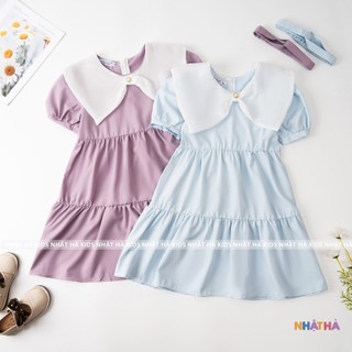 Váy bé gái công chúa E4 chất lụa cát mềm mát size đại 11-45kg