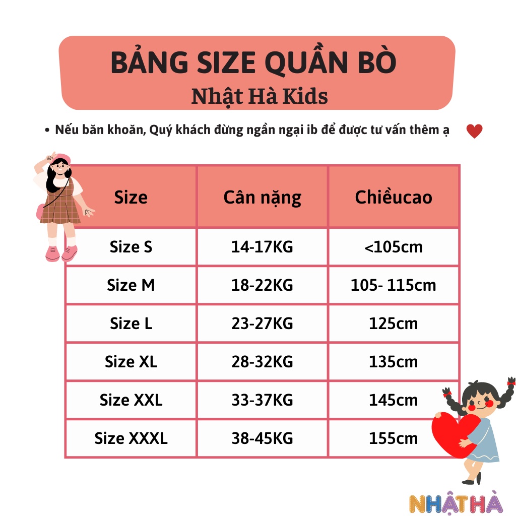 [Mã BMTTC60 giảm đến 60K đơn 50K] Quần bò cho bé gái L2 NHẬT HÀ size đai 14-45kg thiết kế bo gấu