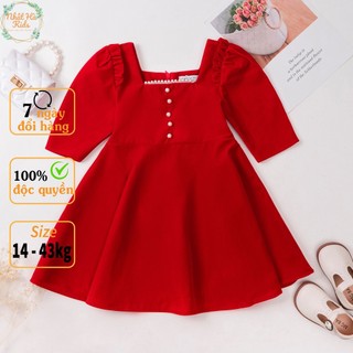 Váy bé gái thu đông size đại từ 11 - 45kg dáng xòe chất nhung siêu ấm
