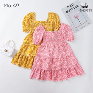 Váy bé gái hoa nhí A9 size đại từ 12-43kg chất liệu lụa Hàn thoáng mát ngực bo chun siêu xinh