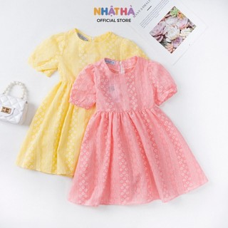 [Mã BMTTC60 giảm đến 60K đơn 50K] Váy công chúa NHẬT HÀ chất đũi linen dáng Babydoll đáng yêu size đại từ 12-43kg