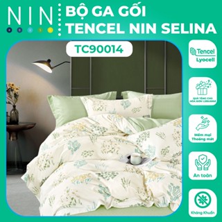 [LỤA TENCEL MÁT] Bộ DRAP, áo gối tencel NIN Selina TC90014 đủ size 1m6, 1m8, 2m Không kèm mền, cao cấp, bo chun bọc nệm