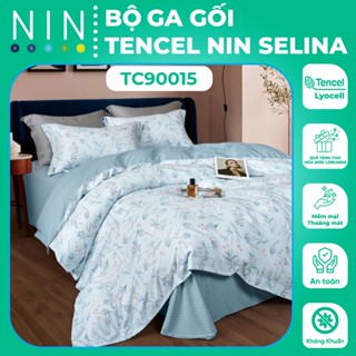 [LỤA TENCEL MÁT] Bộ DRAP, áo gối tencel NIN Selina TC90015 đủ size 1m6, 1m8, 2m Không kèm mền, cao cấp, bo chun bọc nệm