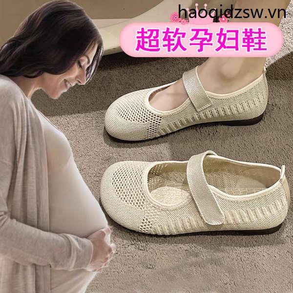 Giày Lười Đế Bằng Phối Lưới Thoáng Khí Phong Cách Mới Mùa Hè Cho Mẹ Bầu