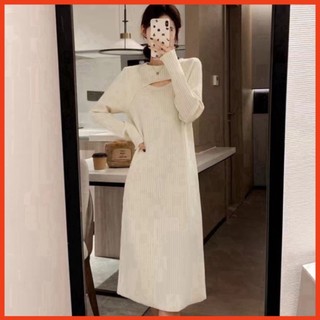 X Đầm Suông Dệt Kim Dài Tay Cổ Cao Phong Cách Hàn Quốc Nhẹ Nhàng, Đầm Sweater Dáng Dài Dấu Eo ,Váy Suông Dài Tay 114MS