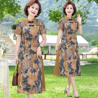 Váy Ngắn Tay Cho Mẹ TRUNG NIÊN Khí Chất Cao Cấp, Váy Cho Mẹ TRUNG NIÊN Phong Cách Nước Ngoài Thời Trang Mùa Hè