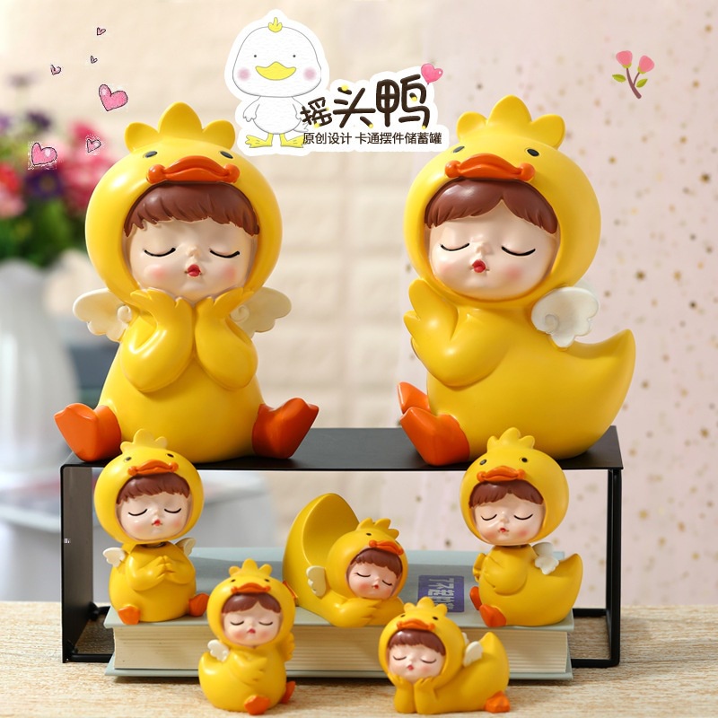 (MINI) Tượng Mô Hình Vịt Con Sphynx Decor Giá Đỡ Điện Thoại Trang Trí Để Bàn Ô Tô