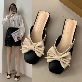Dép Đế Bằng Đính Nơ Dễ Phối Đồ Thời Trang Cho Nữ