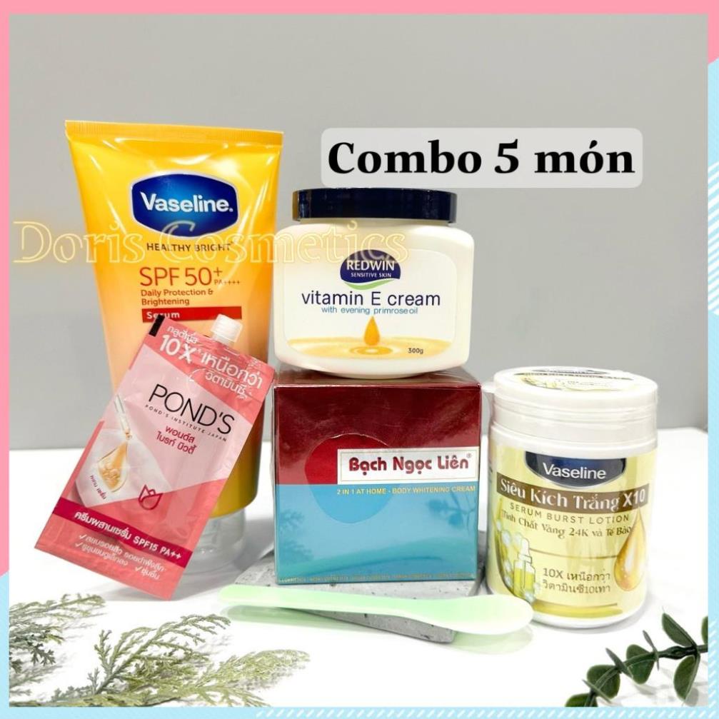  Combo Bạch Ngọc Liên + Vaseline 10x trắng da toàn thân hàng chính hãng trắng nhanh sau 7 ngày   hàng công ty chí