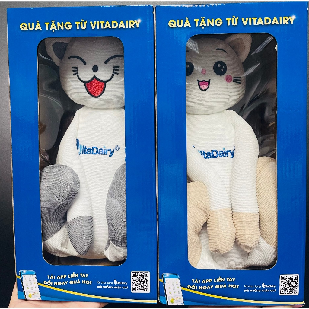 [Hàng tặng kèm, không bán] Thú nhồi bông chân dài - Happy Cat bé nữ/nam - VitaDairy