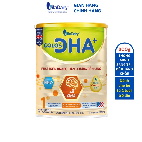 Sữa bột Colos DHA 1+ 800g giúp bé phát triển não bộ, tăng cường đề kháng - VitaDairy