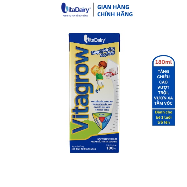 Sữa bột pha sẵn Vita Grow 180ml ( lốc 4 hộp ) - VitaDairy