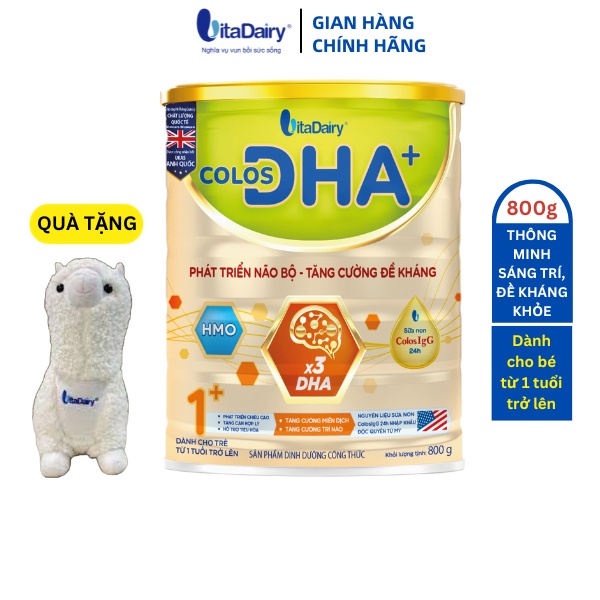 Sữa bột Colos DHA 1+ 800g giúp bé phát triển não bộ, tăng cường đề kháng - VitaDairy