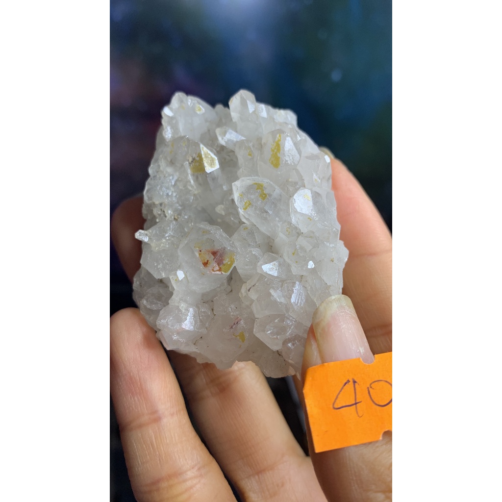 Lemurian Crystal Quartz Stone Cluster Disperses Sparkling Transparent Crystal Pine High Energy Natur