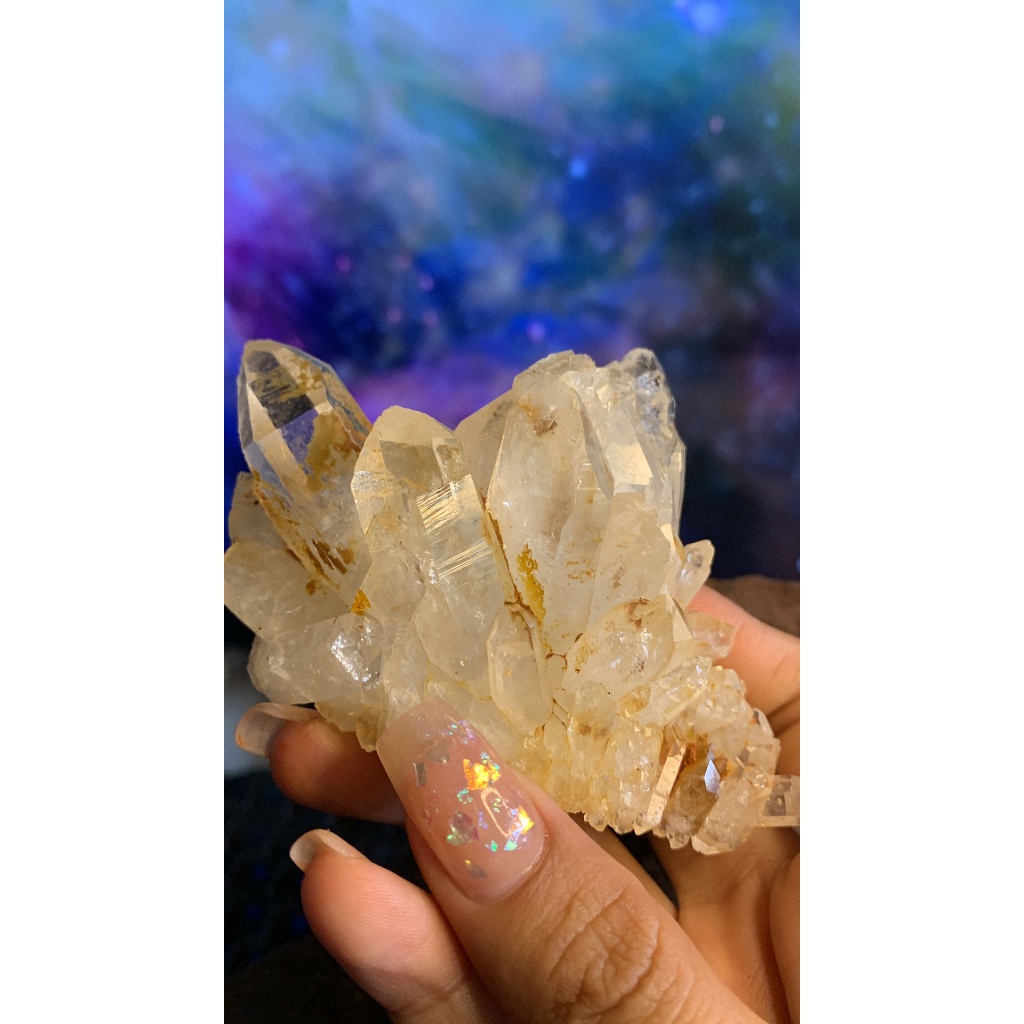 Cụm STONE thạch anh tinh thể Lemurian ánh vàng lấp lánh tự nhiên năng lượng vũ trụ 549