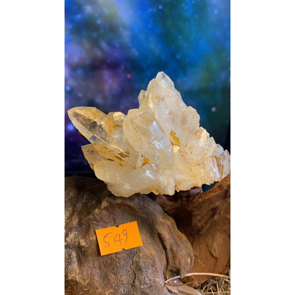 Cụm STONE thạch anh tinh thể Lemurian ánh vàng lấp lánh tự nhiên năng lượng vũ trụ 549