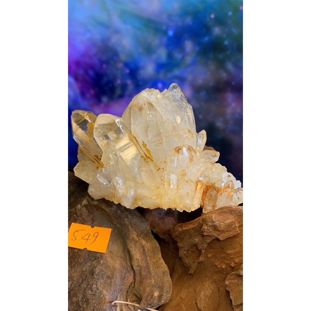 Cụm STONE thạch anh tinh thể Lemurian ánh vàng lấp lánh tự nhiên năng lượng vũ trụ 549