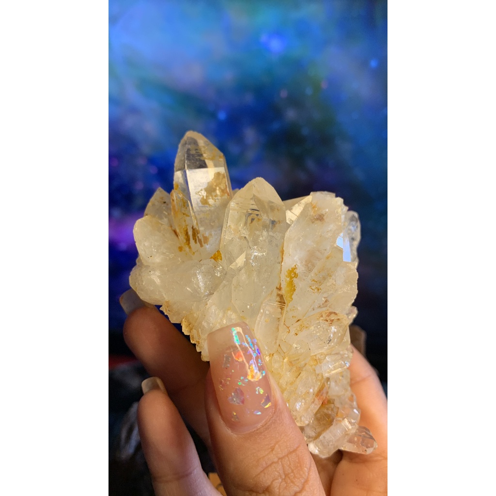 Cụm STONE thạch anh tinh thể Lemurian ánh vàng lấp lánh tự nhiên năng lượng vũ trụ 549