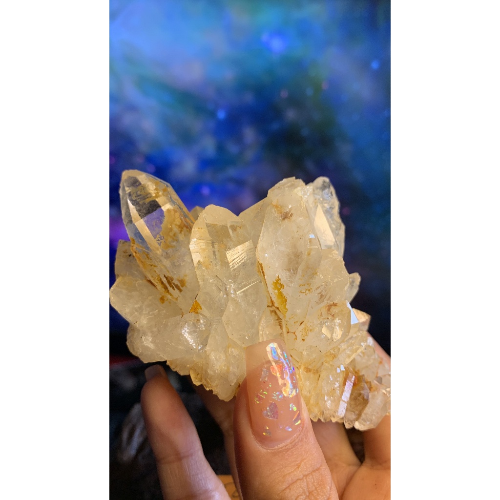 Cụm STONE thạch anh tinh thể Lemurian ánh vàng lấp lánh tự nhiên năng lượng vũ trụ 549