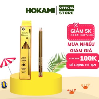 Bút chì gỗ 2b kahyma - hộp 10 cây - ngòi mềm có tẩy dành cho học sinh - bút chì 2b lục giác - momo shop