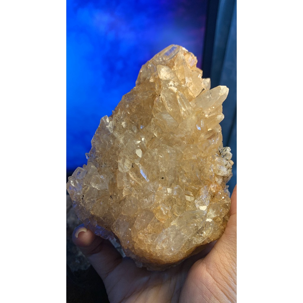 Bụi stone Thạch Anh Lemurian vàng Citrine tự nhiên chớp nhọn tán sắc năng lượng vũ trụ 608