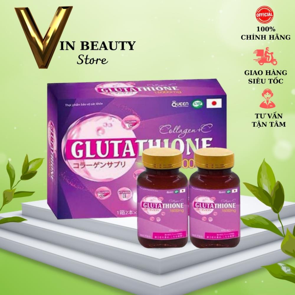 Viên uống trắng da Glutathione 16000mg - Giúp mờ nám, giảm thâm, nâng tone collagen+C, hộp 60 viên chính hãng 100%