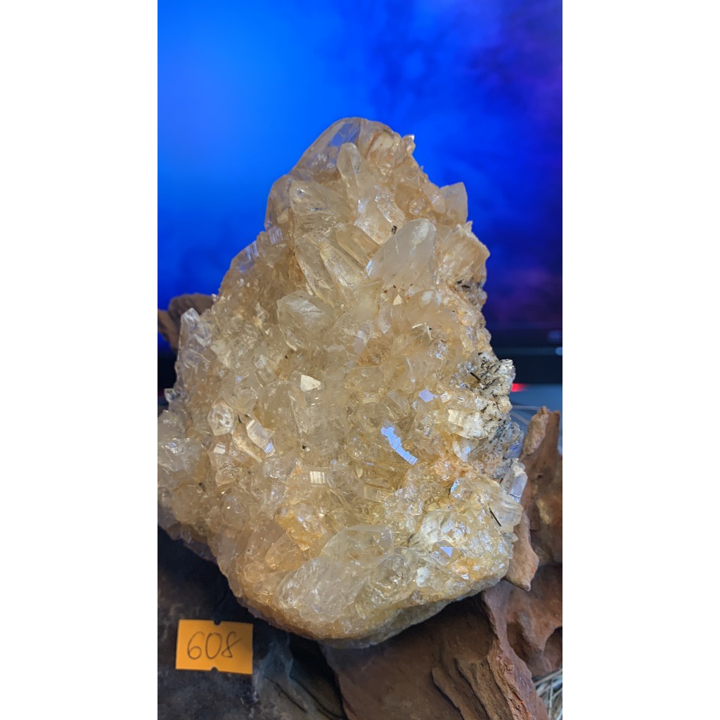 Bụi stone Thạch Anh Lemurian vàng Citrine tự nhiên chớp nhọn tán sắc năng lượng vũ trụ 608