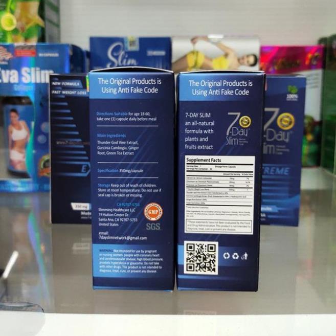 Viên Uống Giảm Cân 7 Day Slim CHÍNH HÃNG MỸ 100% 30 viên- Duy trì chế độ ăn lành mạnh và cân bằng, không uống đồ có cồn