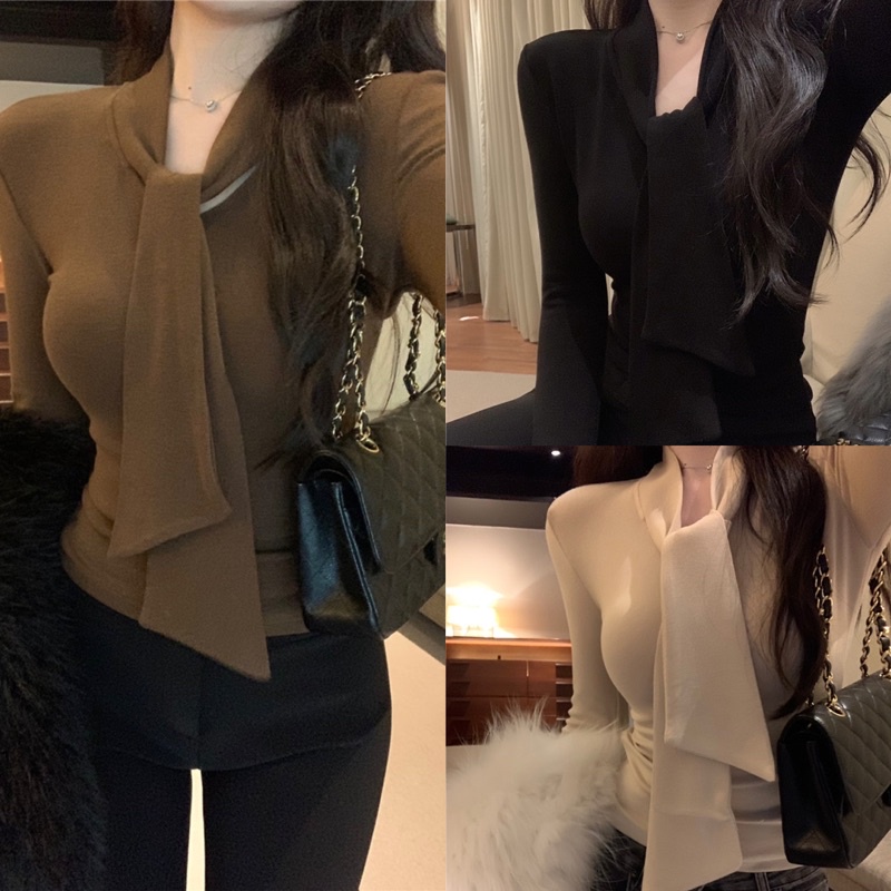 Áo len cổ buộc nơ AL60