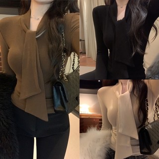 Áo len cổ buộc nơ al60