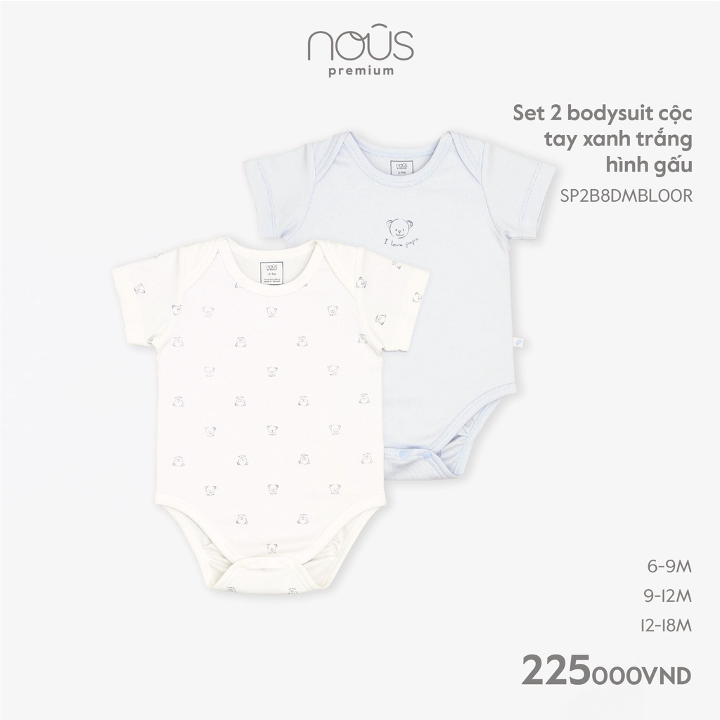 Set 2 Bộ Bodysuit Nous Cộc Tay Chất Liệu Nu Petit Mềm Mại Dành Cho Bé Nous Bình Dương - SPE0139