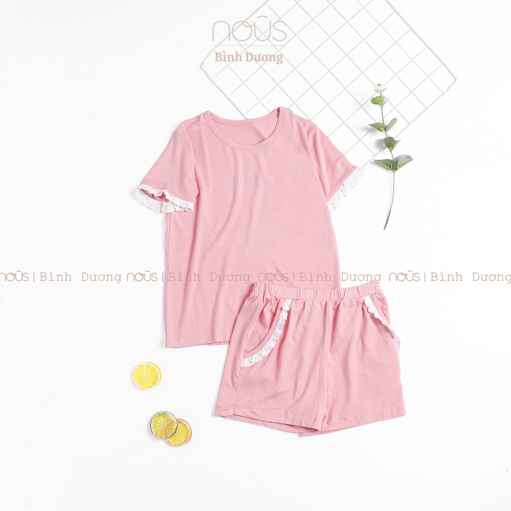 Bộ quần áo trẻ em nous kids bé gái trắng vàng nhạt - nu doux - Nous Bình Dương - SPE0238