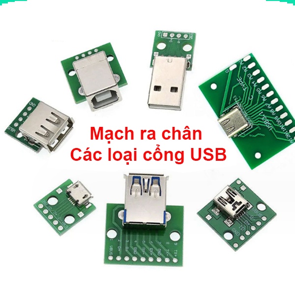 Mạch ra chân USB 2.0 ( đực - cái ), mini 5P, USB Vuông sang chân cắm - 1688s.vn ||