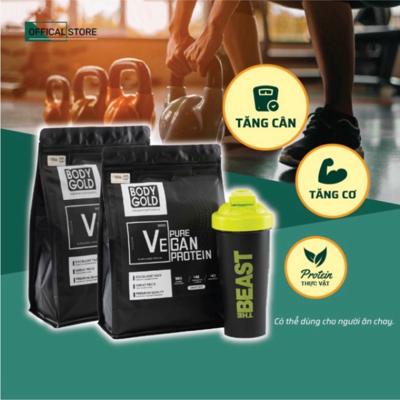 Combo 2 túi- Whey Vegan Protein Thực Vật Tăng Cân Tăng Cơ Body Gold Túi